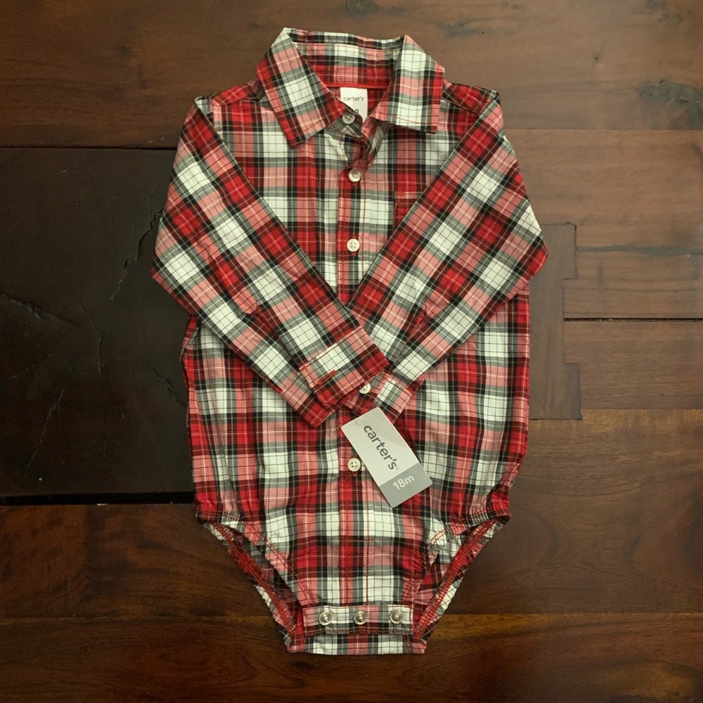 NWT Carter’s 18 month plaid onesie